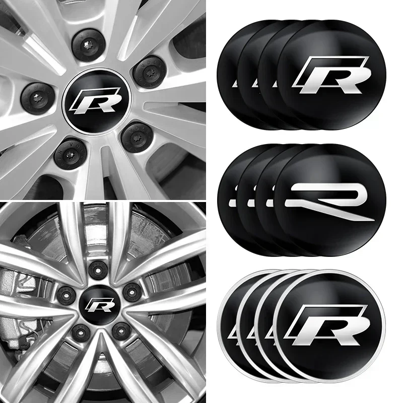 4pcs 56mm 60mm 65mm Car Wheel Center Hub Cap Sticker Accessories For Volkswagen Tiguan Bora POLO PASSAT CC Touran GOLF Jetta view 2