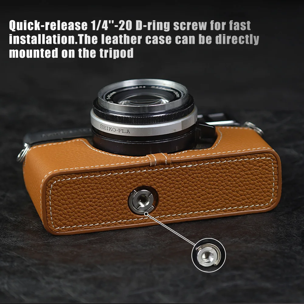 Leather Camera Strap Quick Release 35 SP Case Handmade Genuine Leather Camera Half Case Cover Bag For Olympus 35 SP Case - Image 5