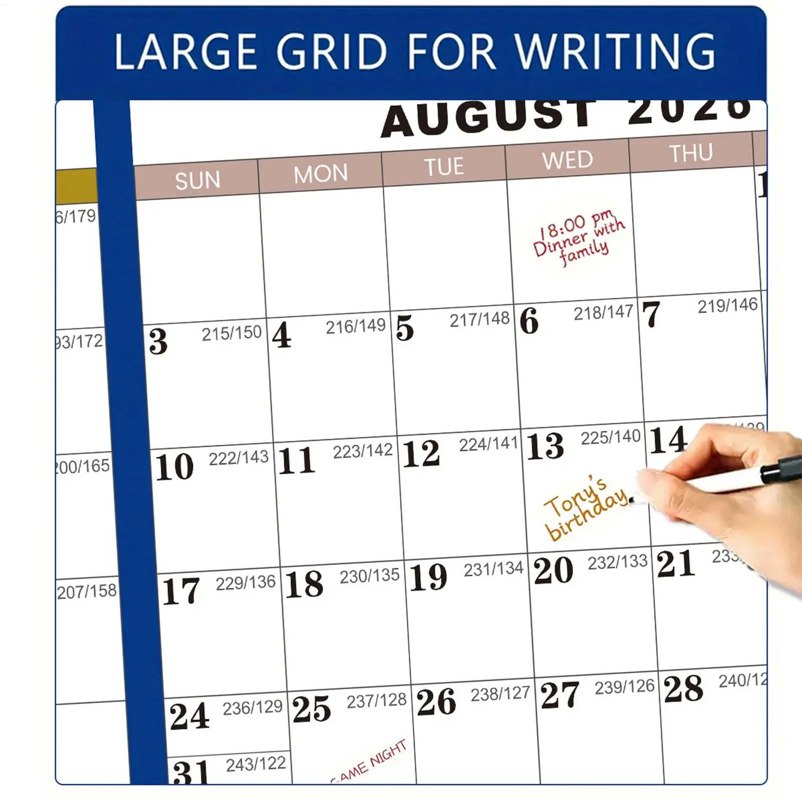 2026 Erasable Large Wall Calendar 24 x 36 in 12-Month Annual Calendar, Double-Sided Erasable Calendar, Work Schedule Planner