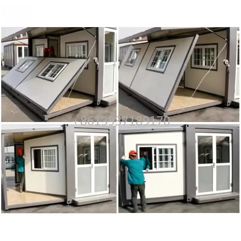 750mm Mini 15ft X 20ft Mobile Expandable Solar Powered Prefab House Hurricane Proof Container Cabin with Toilets