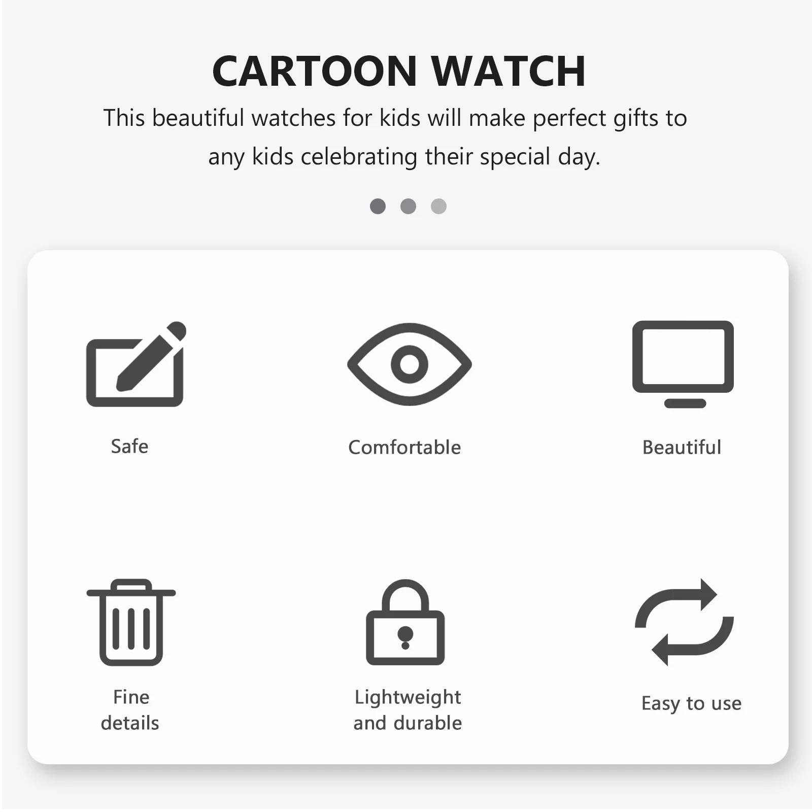 3 قطع من ساعة اليد الكرتونية المصنوعة من السيليكون لساعة جميلة مقاومة للماء هدية عيد ميلاد للطلاب وقت اللعب في الهواء الطلق