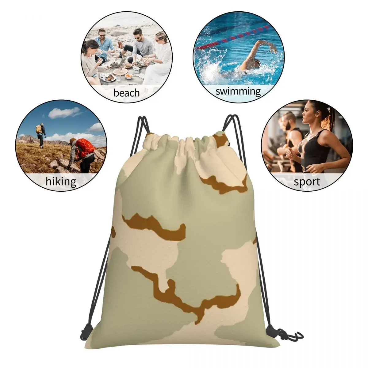 Sac à dos US Desert CamSolomon, 3 couleurs, sacs à cordon de proximité, sac de rangement de poche, sac à livres pour étudiants en voyage