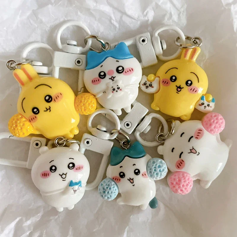 6 pièces, porte-clés en résine à collectionner, motif Chiikawa mignon, pendentif de dessin animé Kawaii Hachiware Usagi Momonga, cadeau idéal pour les fans d'anime.