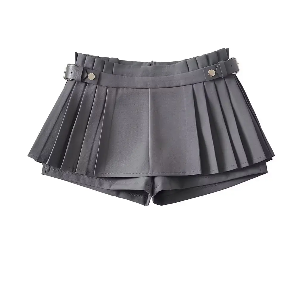 Women's Dark Grey A-line Pleated Skirt 90s Aesthetic Vintage Y2k Mini Skirts Harajuku Korean Shorts Skirt 2000s Clothes Summer