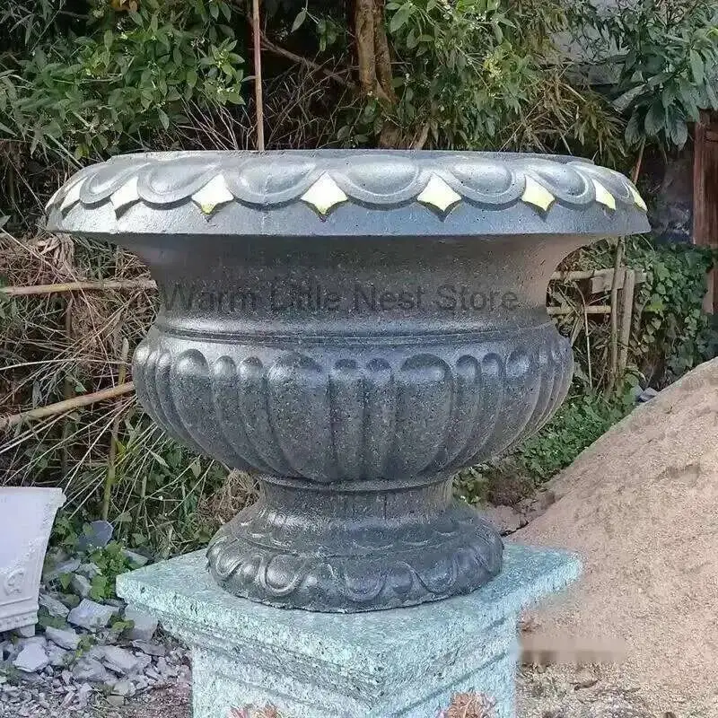 

Roman European Garden Building Flower Pot Cement Mold Home Gardening Fence DIY Round Garden Vase Flower Pot Concrete Mold
