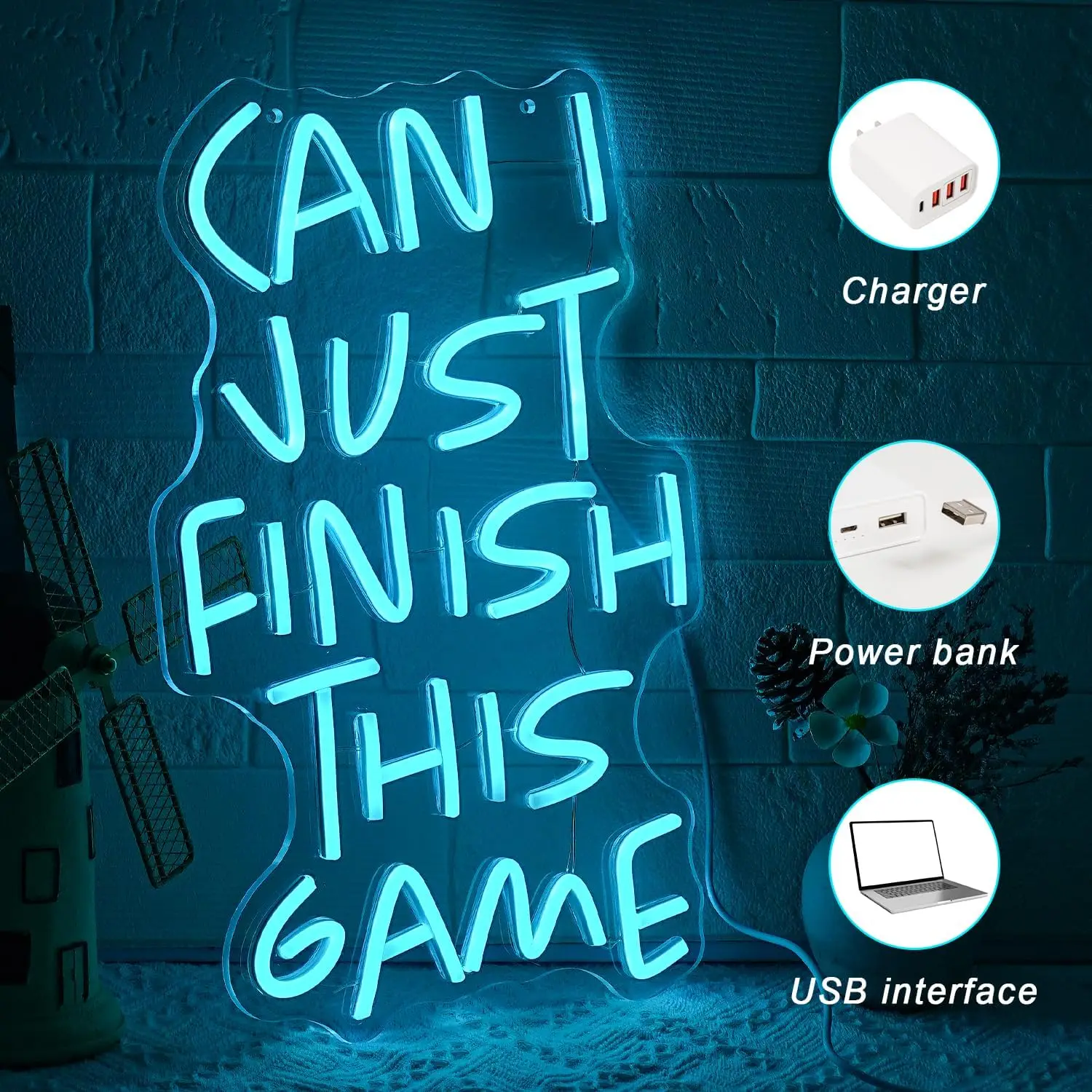 Lettera di gioco Insegna al neon Luce al neon a LED dimmerabile USB per zona di gioco Camera da letto Kidsroom Internet Cafe Pub Club Man Cave Decorazione da parete