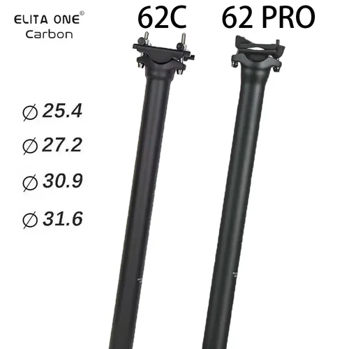 Elitaone-tija de sillín de bicicleta de carbono, ligera, 135g, Compatible con bicicletas de 27,2/30,9/31,6mm, MTB, bicicleta de carretera 62PRO