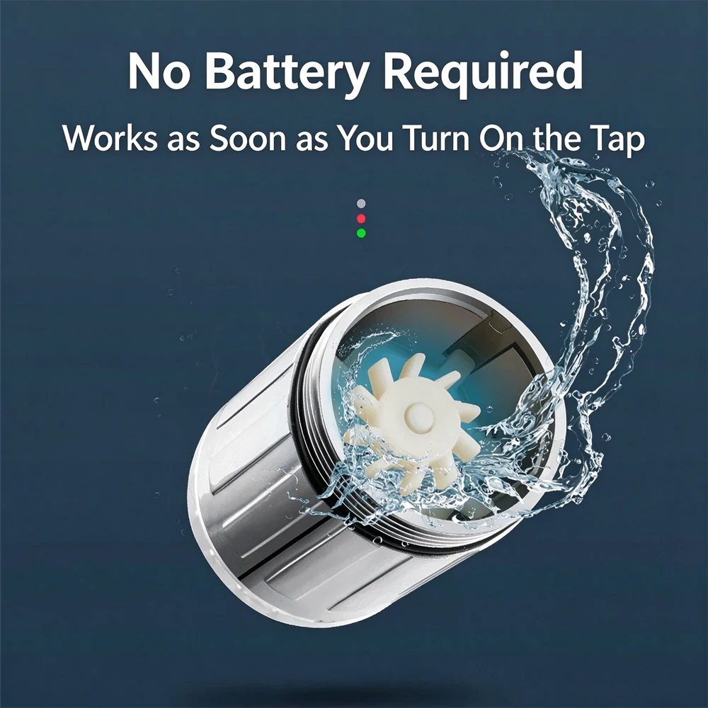 Led Faucet Aerator Hydroelectric Power Water Saving Kitchen Bathroom Sensor 3/7 Color Changes Faucet Head Aerator Tap Nozzle