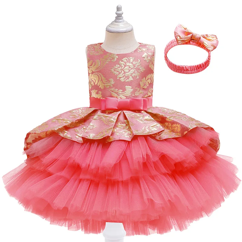 Elegant Trailing Party Dress For Girls Embroidery Wedding Prom Ball Gown Lace Flower Girl Dress Kids Princess Vestidos