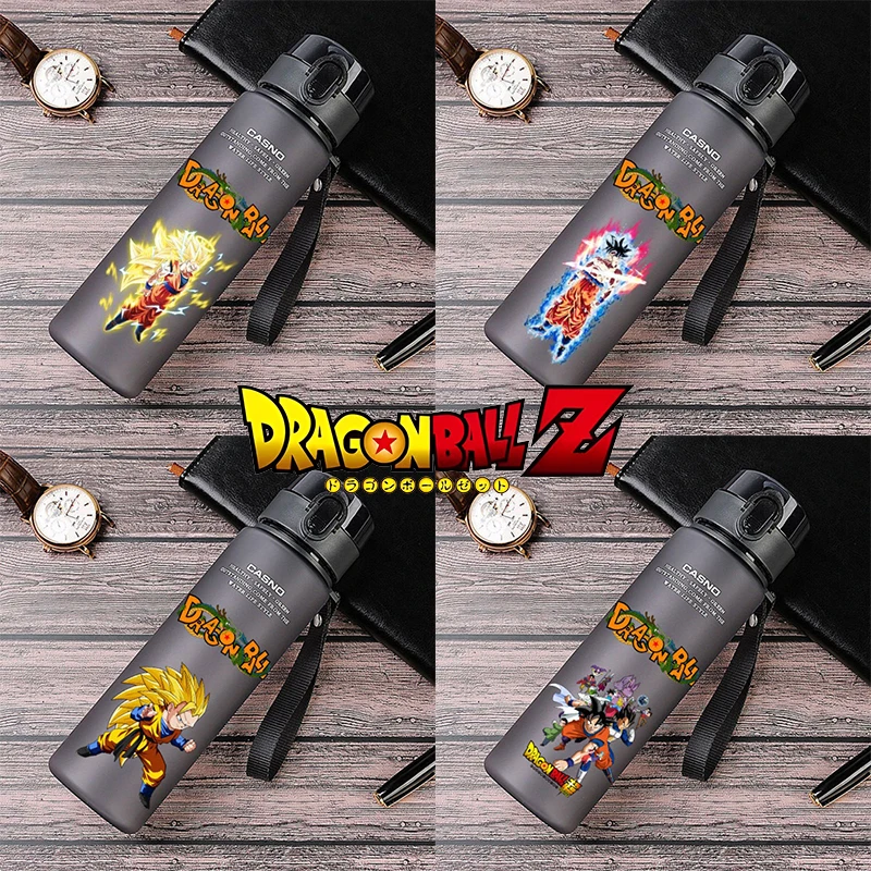 Taza de agua de dibujos animados de Dragon Ball Z Son Goku de 560ml, taza portátil para deportes al aire libre de Anime para niños, botella de agua a la moda, taza de plástico para regalo
