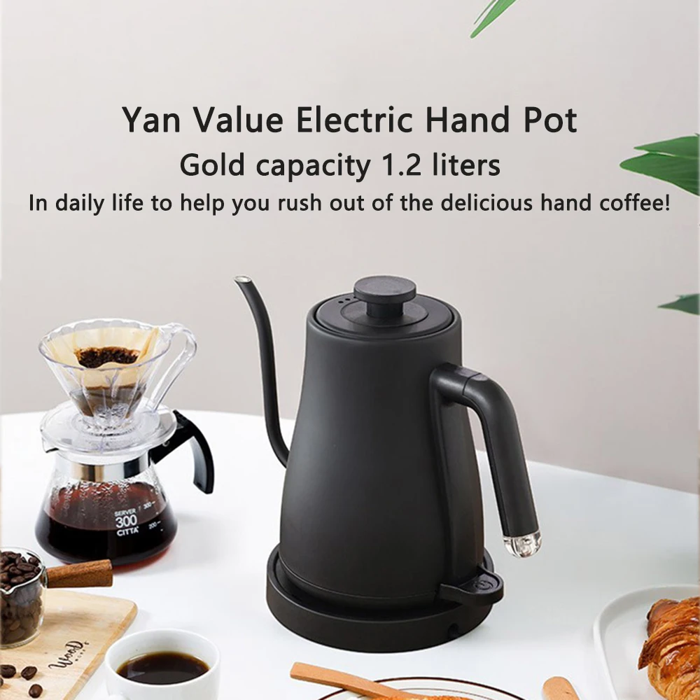1.2L Electric Kettle 1500W Hot Water Infusion Pot Hand Brew Tea Pots Portable Stainless Steel Coffee Boiler Heating Teapot 220V view 2