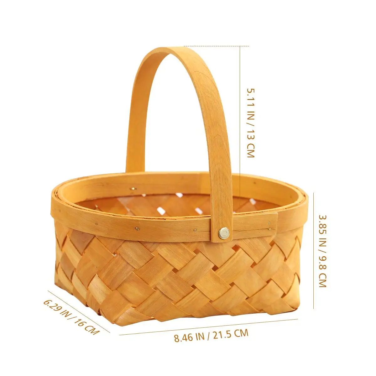 

Wooden Woven Basket Storage Container Material Portable Handle Rattan Bread Houseware Bamboo Small Office