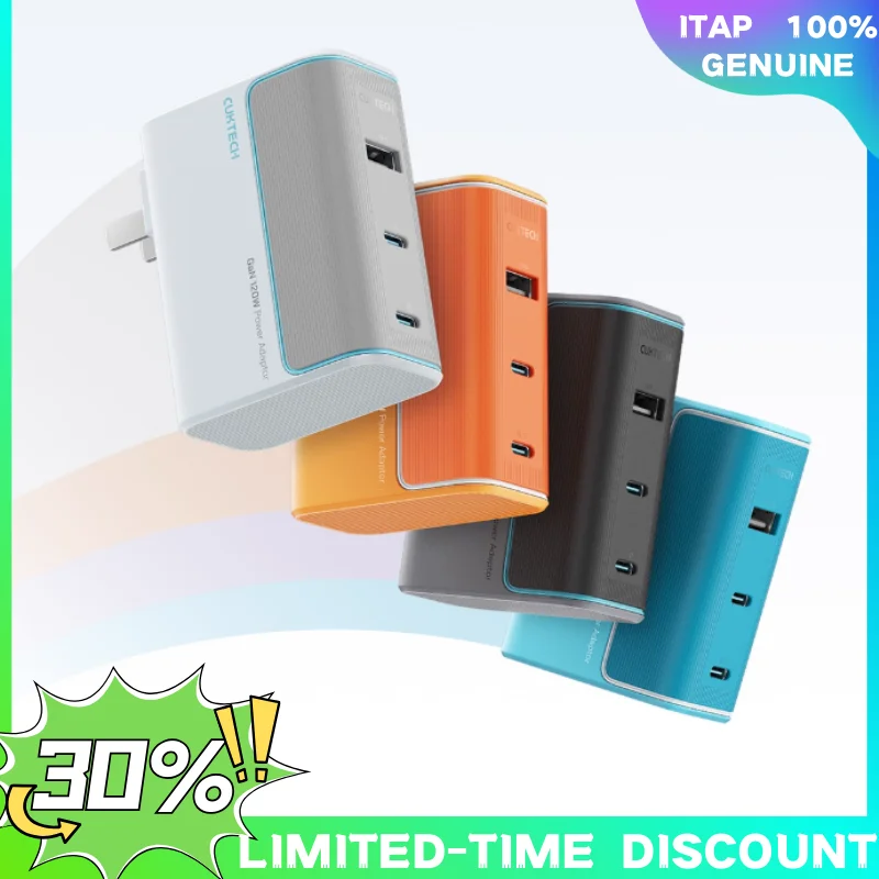 

CUKTECH-GaN USB-C Charger for Laptop, 120W, 3 Ports, Xiaomi 13, 14, iPhone 15, Vivo Honor, Fast Charger for Laptop