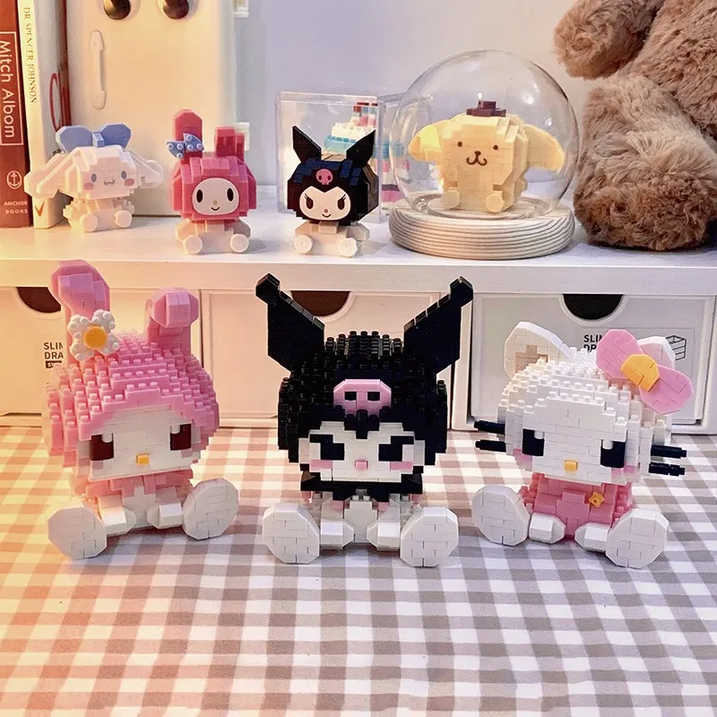 Anime Anime Blocks Kuromi My Melody Cinnamoroll Mouse Building Blocks Doll Toy Kids Birthday Gift