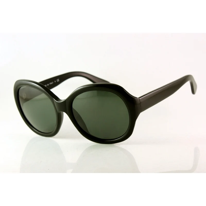 

4191 Sunglasses Womens Designer Round Black Frame Glasses Ladys Fashion Green Lens Eyewear 57mm