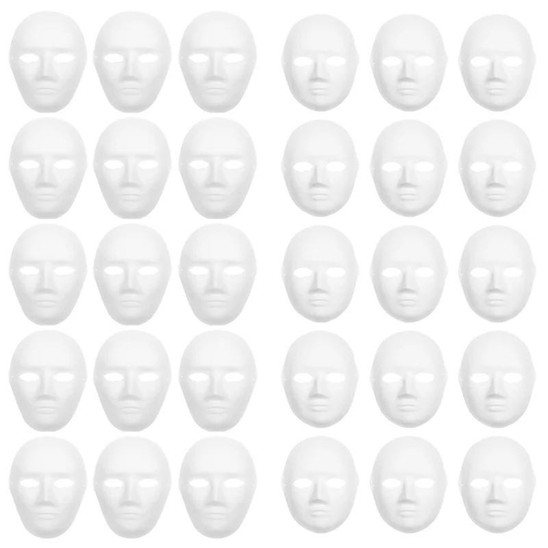 New 30 Pack 2 Sizes Paper Mache Masks Create Artistic Craft Projects From Wall Decorations To Theater and Halloween Costumes