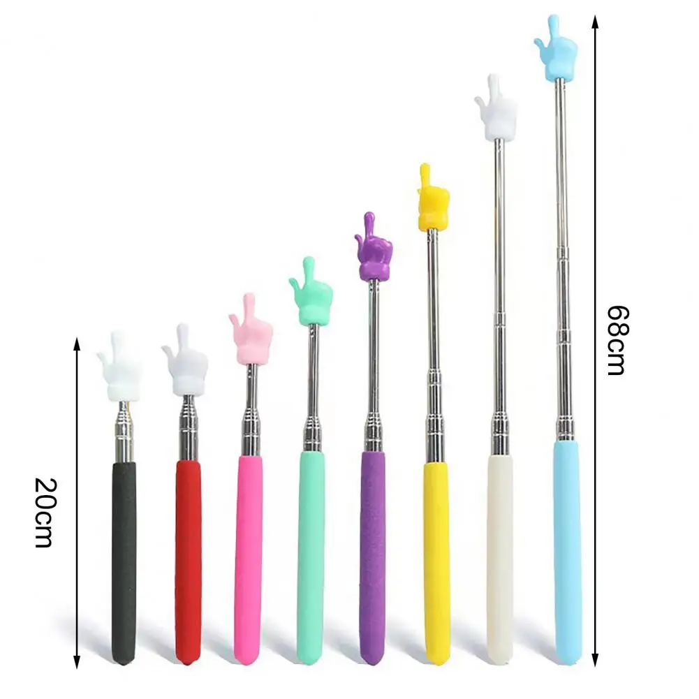 Finger Reading Stick Retractable Stainless Steel Teaching Stick Whiteboard Pointer Handheld Presenter Telescopic Rod