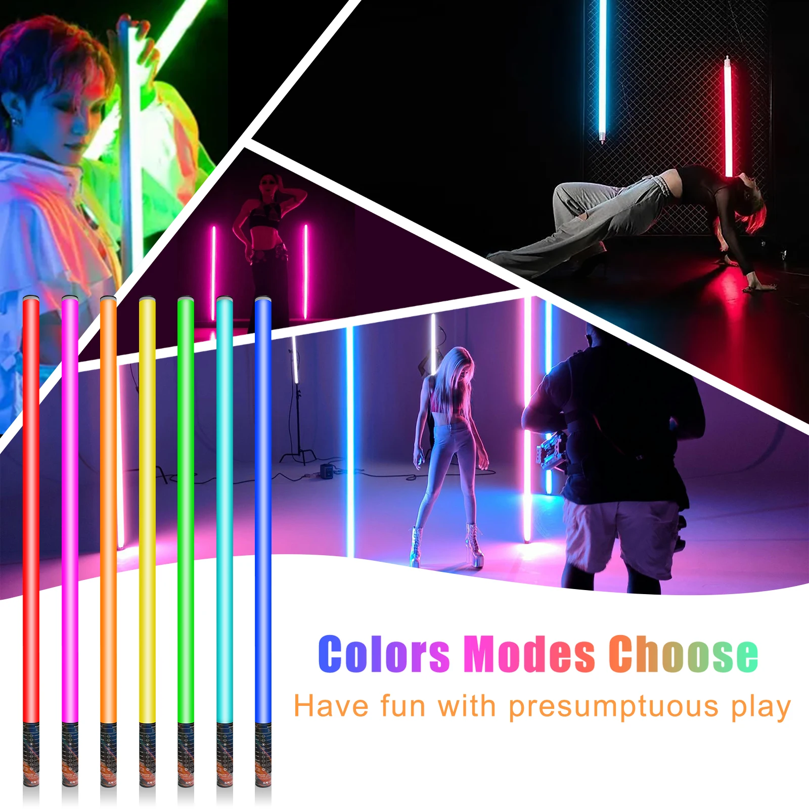 LUXCEO 2PCS 120cm LED RGB Mood Light Photography Background Atmosphere Lamp Colorful Floor Corner Lighting for Bar Room Party