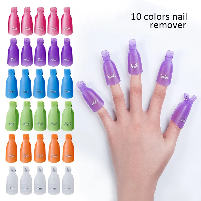 10pcs กาวเล็บ Remover พลาสติกเล็บ Wraps คลิป UV GEL Polish Remover ทําความสะอาดของเหลวสําหรับกําจัดเคลือบเงาเล็บเครื่องมือ