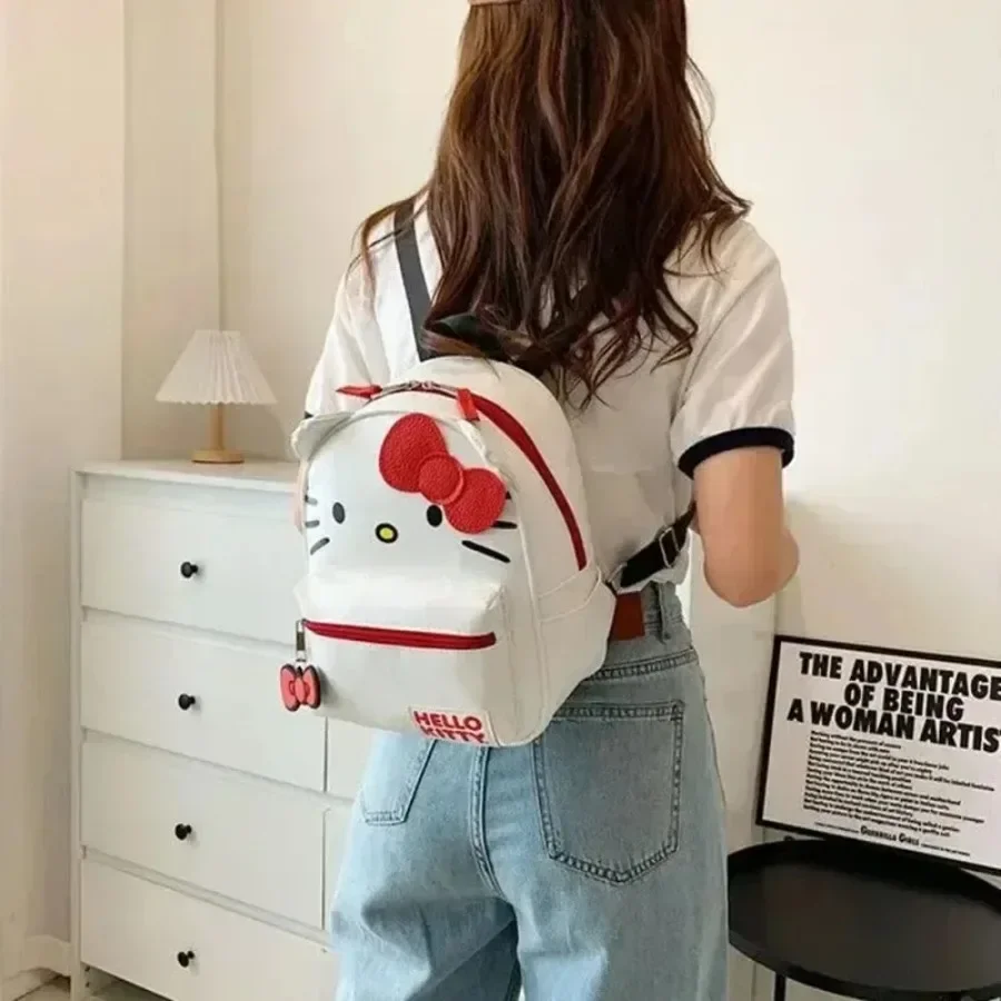 MINISO-Sac à dos de dessin animé Sanurgente Hello Kitty pour femmes, sacs à dos étanches mignons d'anime, sac d'étudiant Stitch