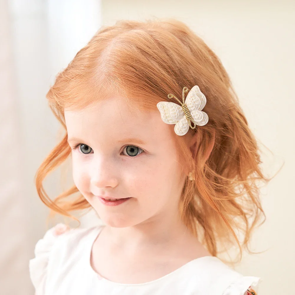 12pcs/set New Mini Butterfly Headgear Wool Braided Hair Clips Hairpin for Baby Girls Handmade Knitted Headwear Hair Accessories