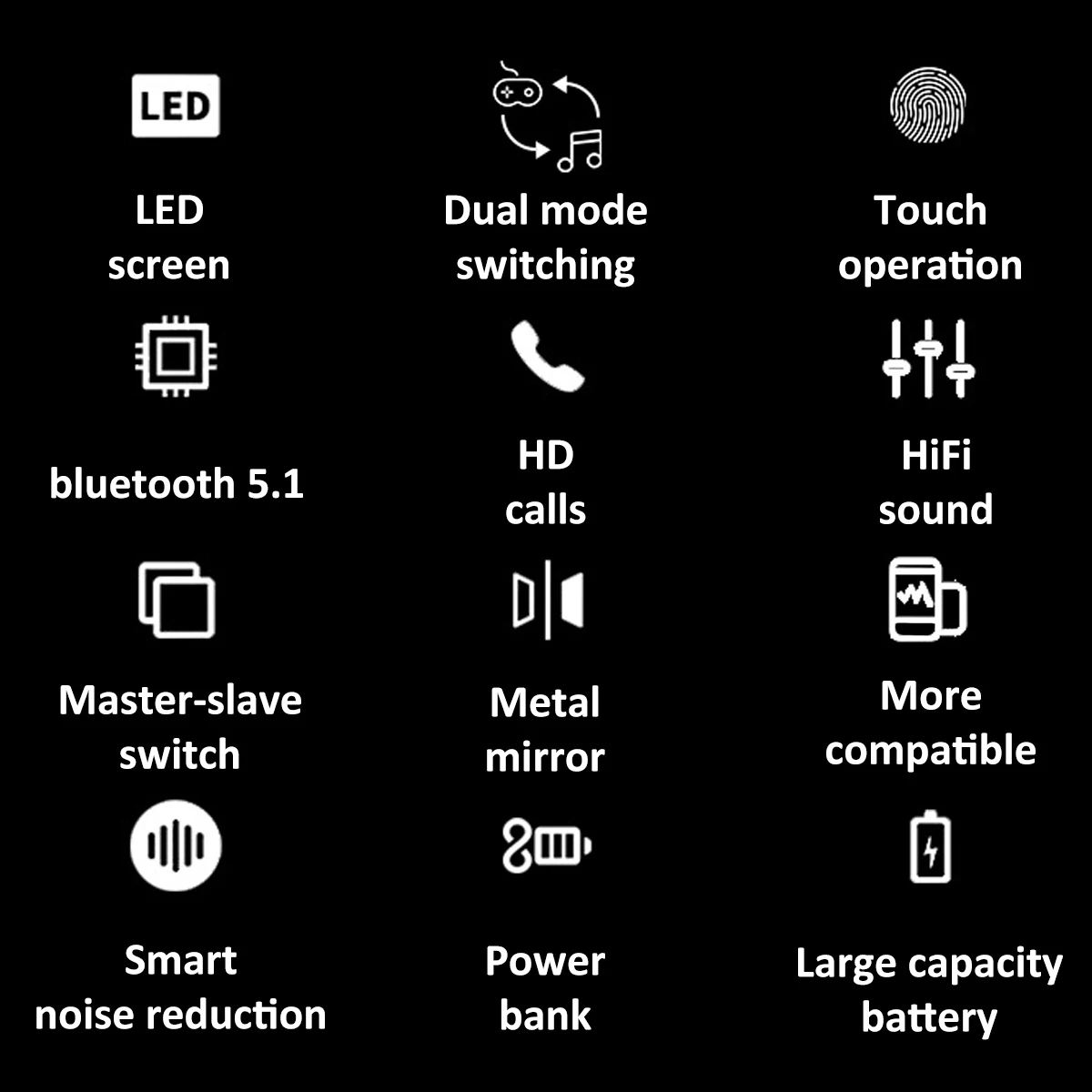 K2-s bluetooth 5.1 earbud nirkabel latensi rendah earphone Gaming dengan mikrofon tampilan Digital cermin 3500mAh kotak pengisi daya