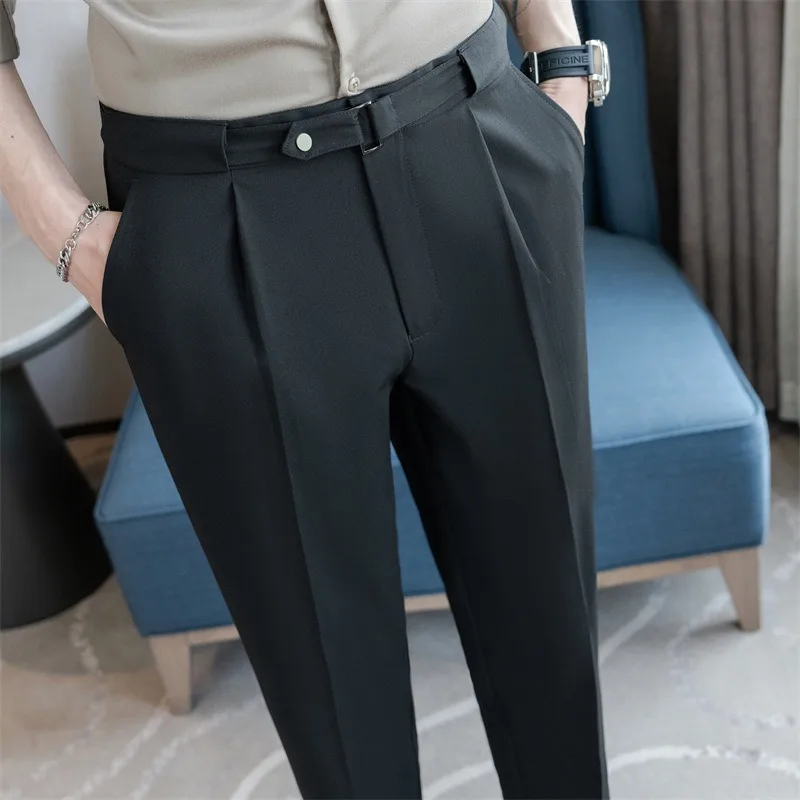 

Мужские брюки KIDWHXR: тонкие, однотонные, прямого кроя, повседневные, дышащие, универсальные, для свадьбы