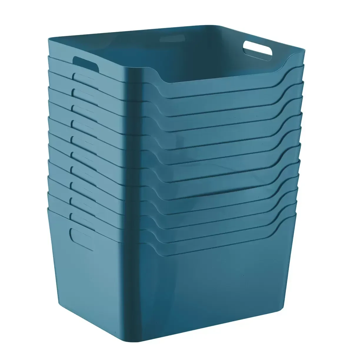 

Case of 12 Large Plastic Storage Bin w/ Handles Teal closet organizer storage box desk organizer