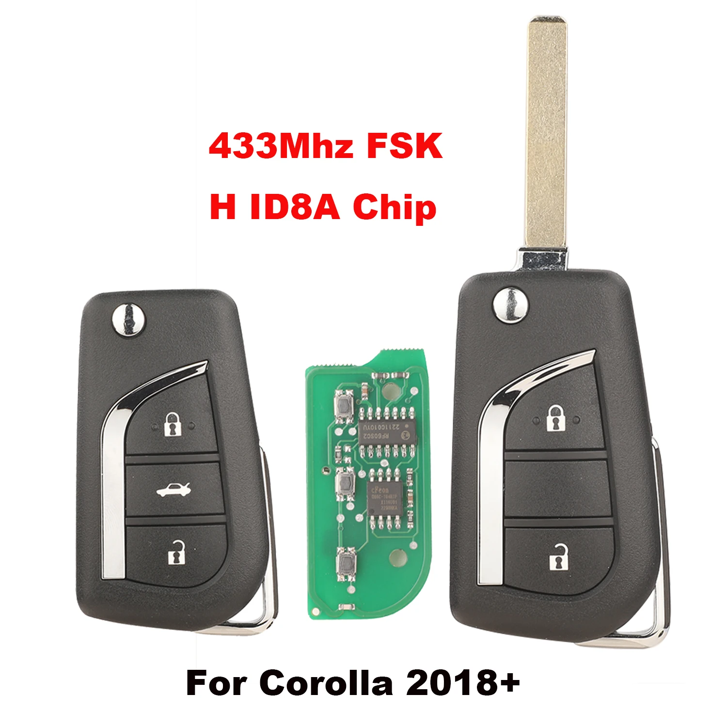 

jingyuqin VA2 433mhz FSK Remote Folding 2/3 Buttons Car Key Shell For Toyota COROLLA PRADO RA4 Levin 2018+