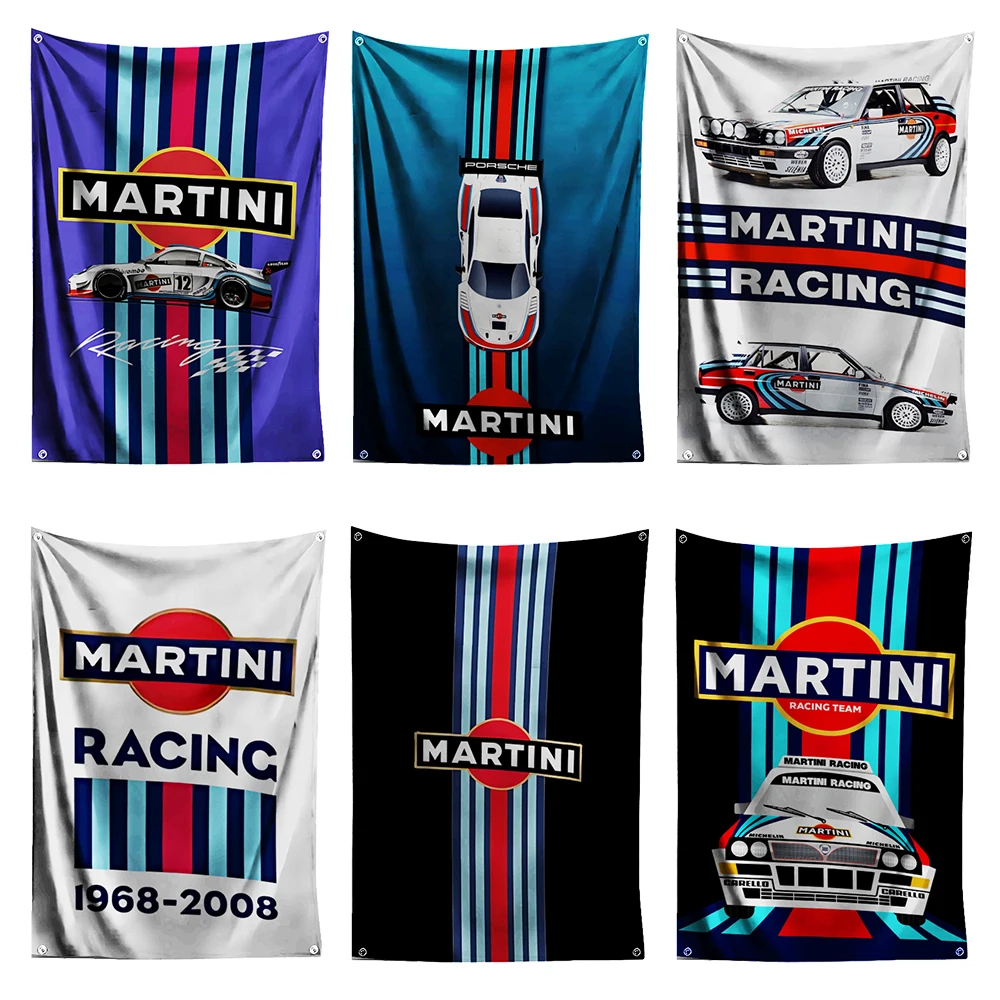 3x5 Ft Martini Racing Flag Polyester Digital Printing Banner for Garage Wall Art Out Door Decoration With Brass Grommets