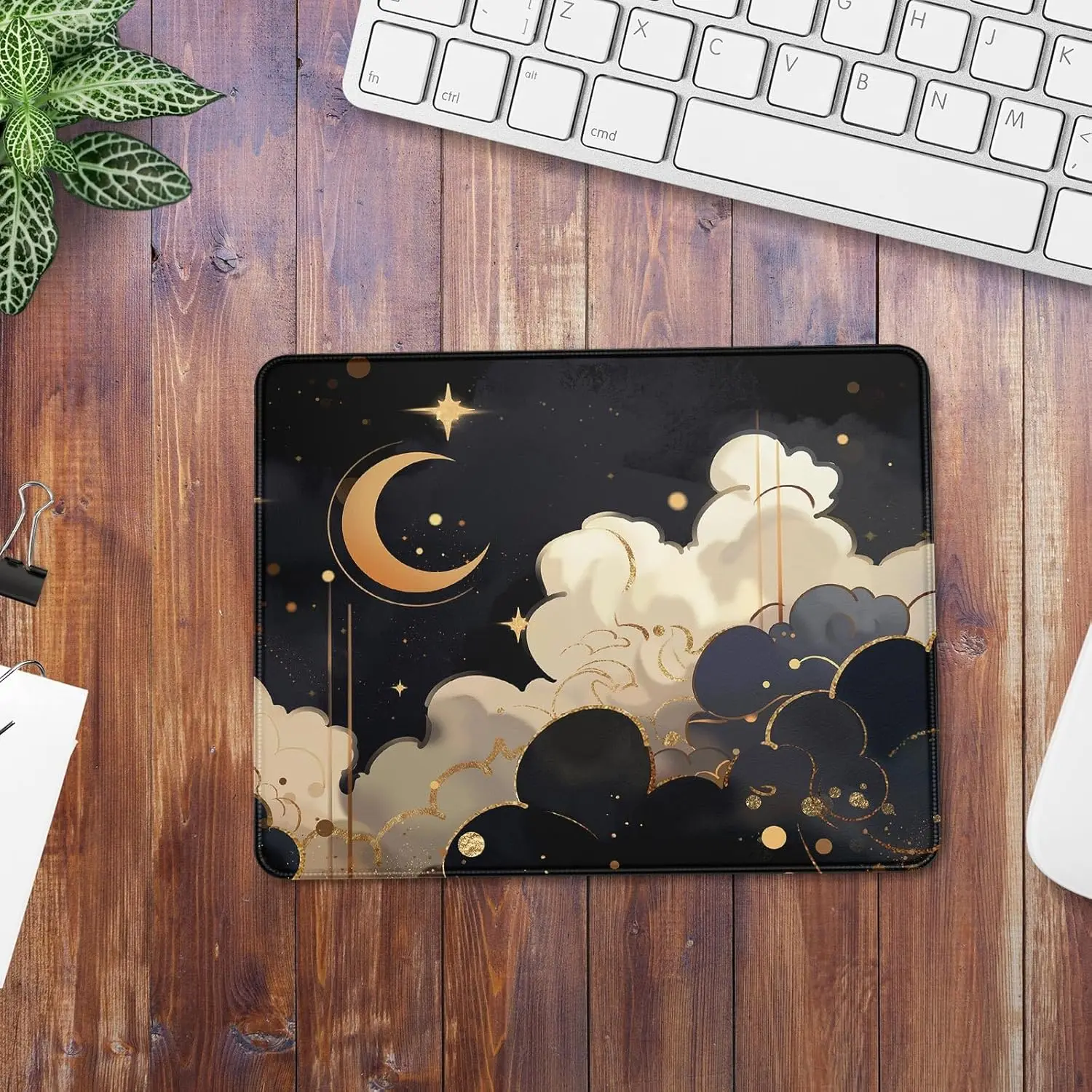 Cute square cloth star mouse pads durable non-slip rubber base gold computer desk mat suitable for office and home games