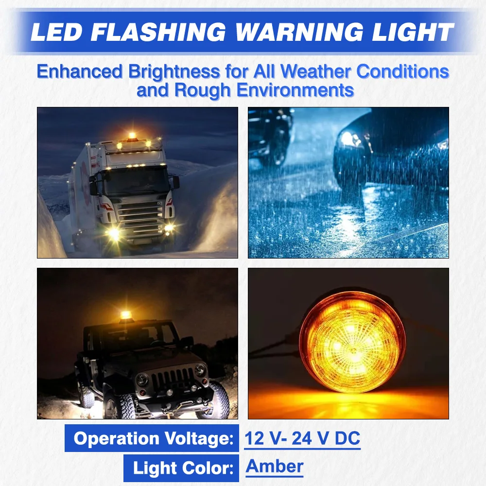 

2pc 12 LED Cover Side Strobe Lights 12-24V Flashing Warning Light waterproof Emergency Lamp Signal Strobe Lights For Trucks Vans