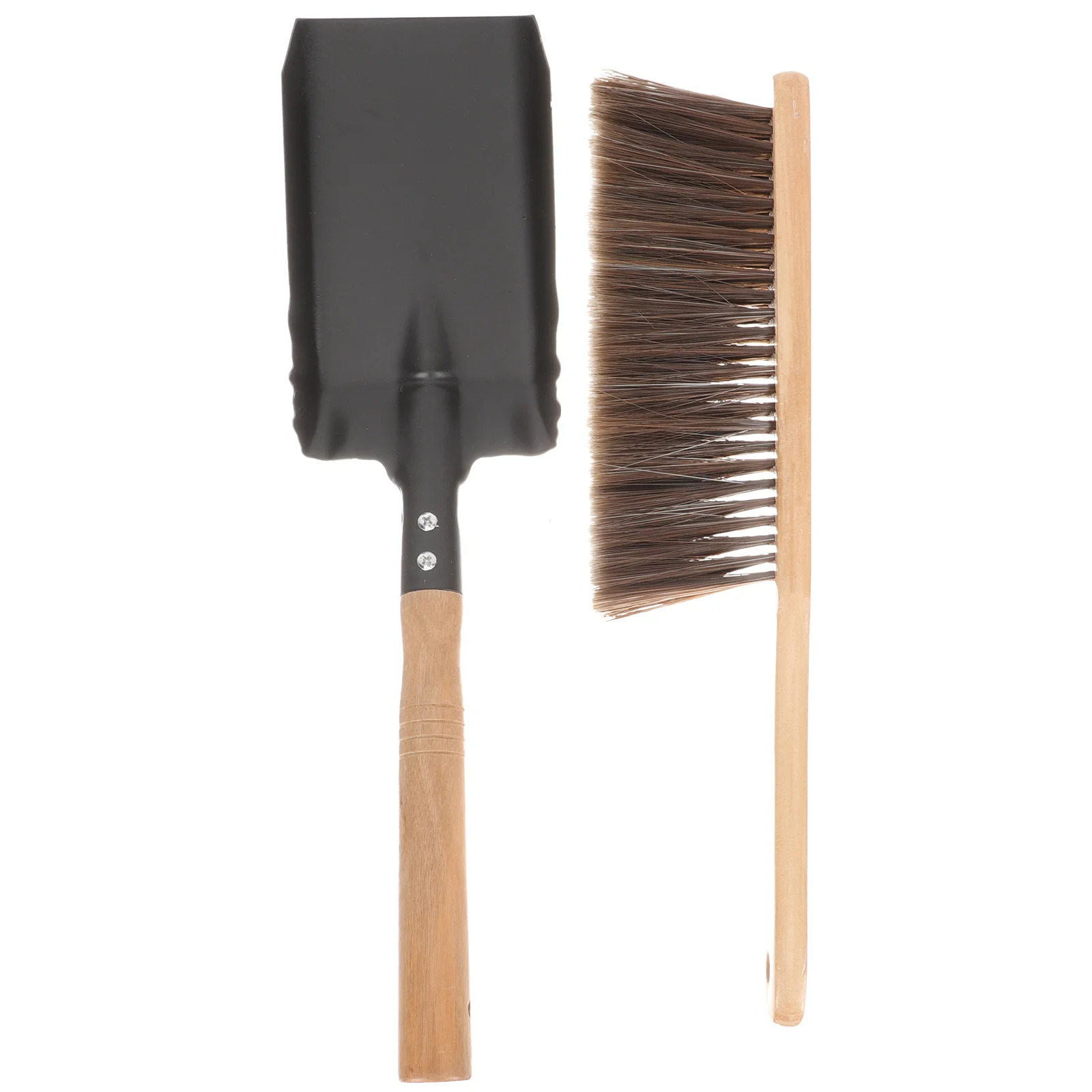 

1Set Fireplace Brush and Shovel Set Heavy Duty Iron and Wood Construction Ash Cleaning Tool for Home Fireplace Use Compact