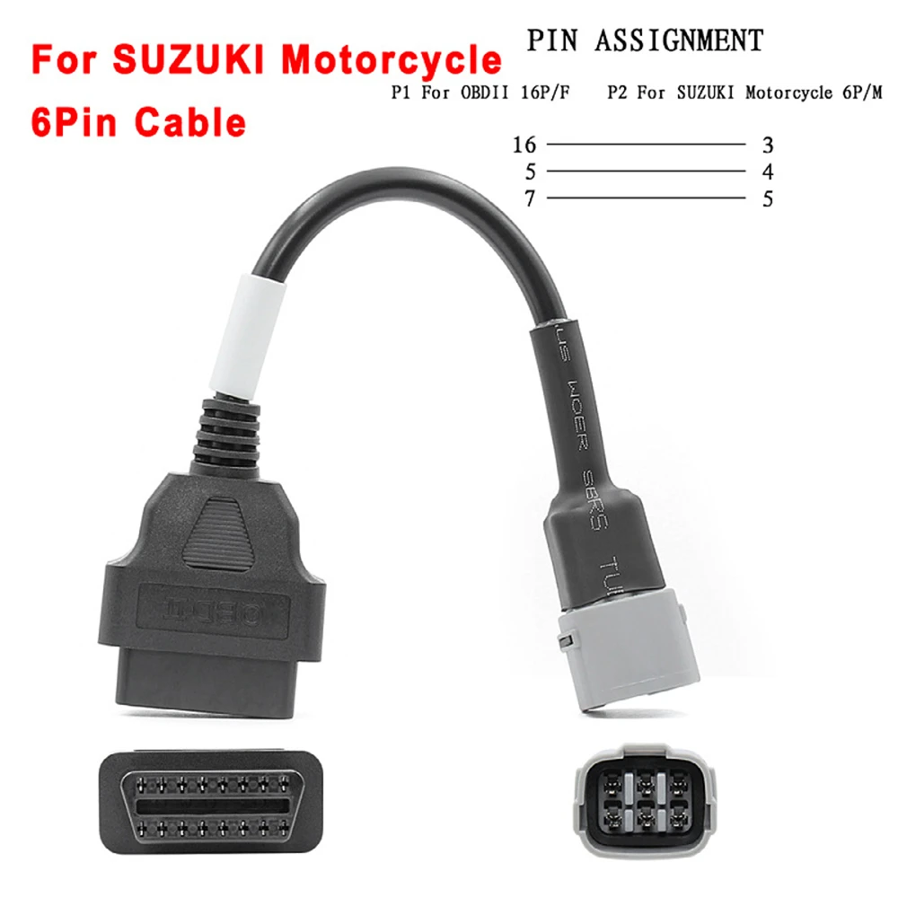 

​1pcs Motorcycle OBD Diagnostic Cable for Suzuki 6Pin to 16Pin OBD2 Diagnostic Scanner Adapter