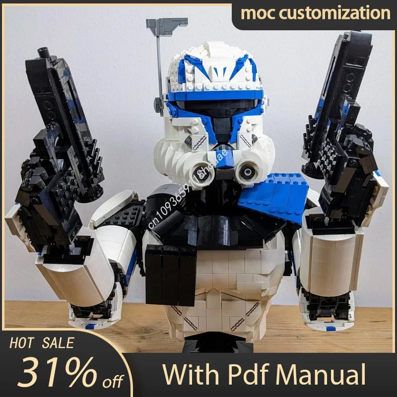 Moc Star Battle Captain Rex Bust Helmet Model Building Blocks Diy Creative Assembly Educational Bricks Toy Holiday Present