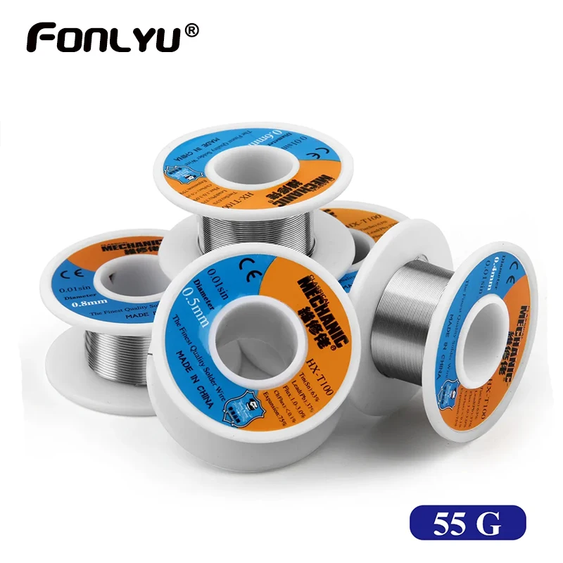 MECHANIC HX-T100 55g Mild Rosin Core Melting Point 0.2mm-1.2mm High Purity Solder Wire Welding Flux Iron Cable Reel