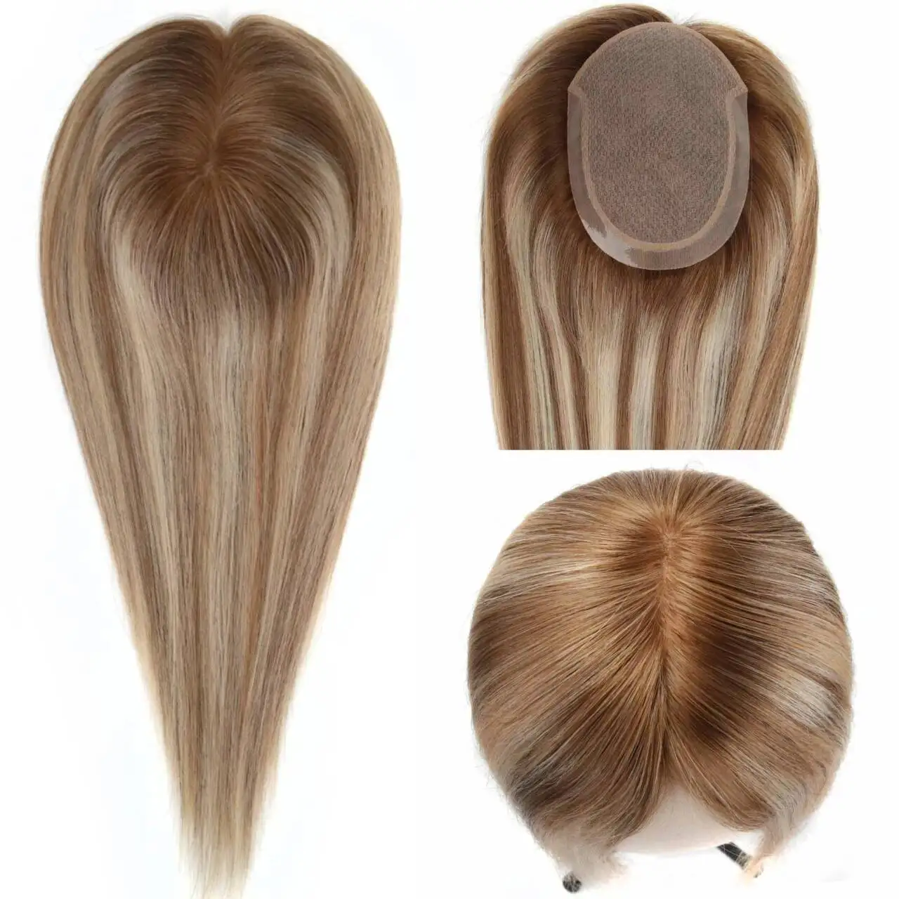 

TUW24 Silk Base 100% Virgin Human Hair Topper for Women Natural Look Hairpiece to Combat Thinning Hair Hair Piece for Loss Women