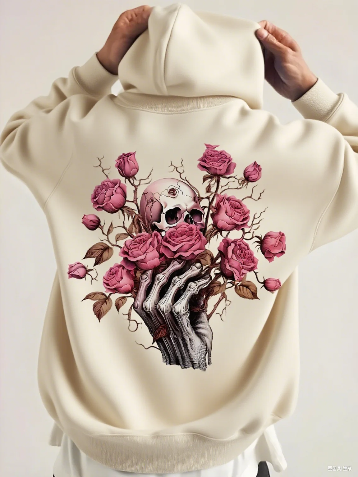 

Cool and Handsome Men's Hoodies for Autumn and Winter, with Skull and Floral Prints. The Long - Sleeved and Loose