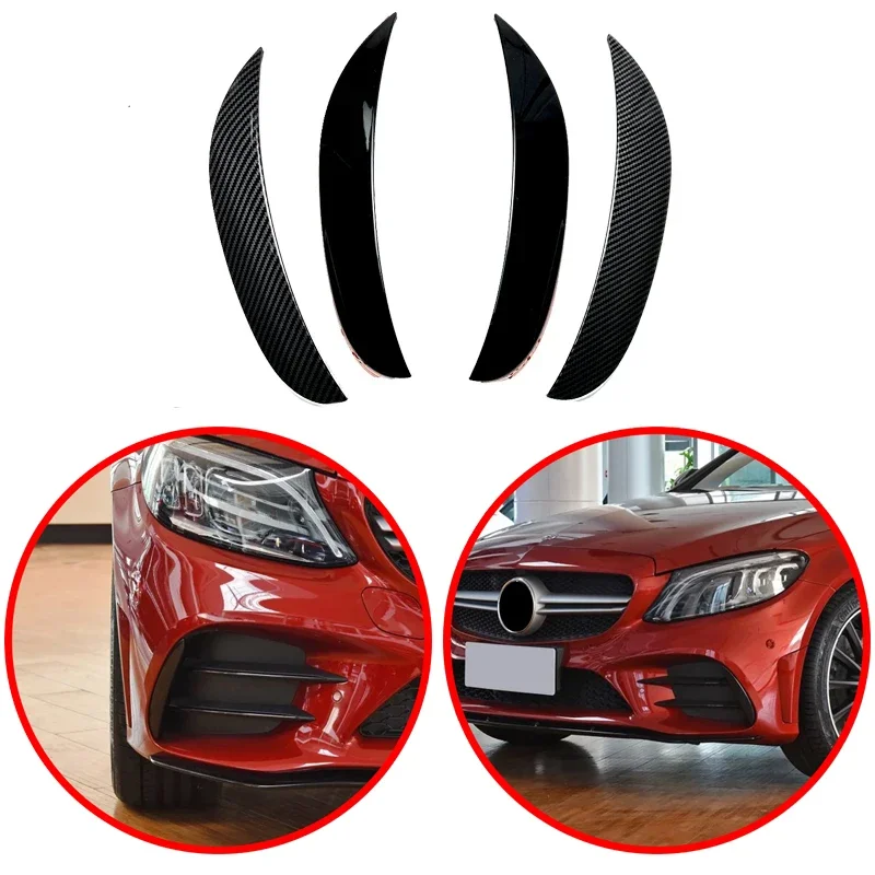 

For Mercedes-Benz C Class W205 C180L C260L C300L AMG 2019 To 2021 ABS Front Lamp Light Eyelid Eyebrow Cover Trim Strip