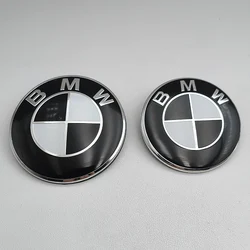 Black White 82mm BMW Logo Car Front Bonnet Hood Emblem 74mm Rear Badge 56mm 68mm Wheel Center Caps 45mm Steering Wheel Sticker