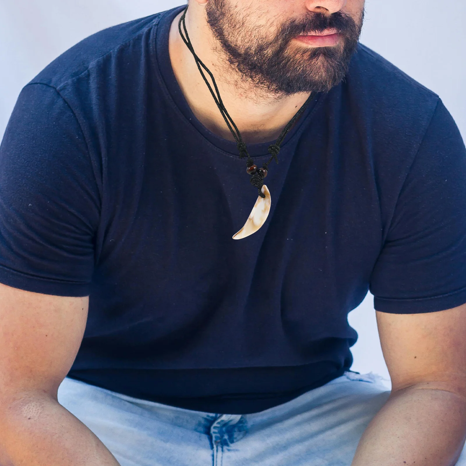 الرجعية الأسنان قلادة للرجال النساء فريد الاكريليك الشرير قلادة قابل للتعديل المختنق خمر فو الأسنان مجوهرات مطرز طوق #6