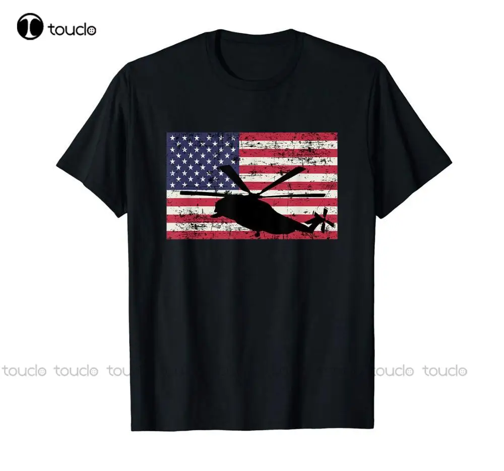 

Patriotic Ch-53 And Mh-53 Helicopter American Flag T-Shirt Summer Style High Quality Tops Tee Shirt For Man O-Neck Tee