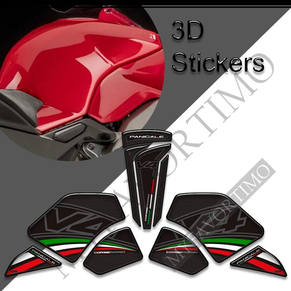 NUOVA Moto 3D Decalcomanie Degli Autoadesivi Per Ducati PANIGALE V4 SR V4R SP 1100 Rilievo del Carro Armato Grips Ginocchio Kit Gas Olio Combustibile protezione