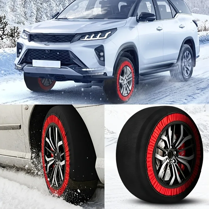 

1 шт., универсальные автомобильные снежные носки, тканевые снежные цепи, текстильные противоскользящие чехлы на колеса для зимы, экстренная ледяная грязь, дорожная безопасность, внедорожник