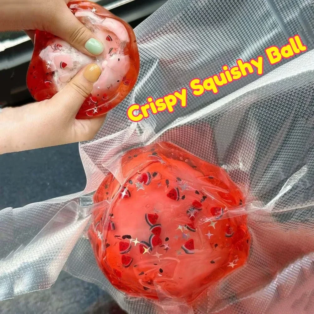 Handgefertigter knuspriger Squishy-Ball mit knackendem Klang, nicht springend, Wachs, knasprig, quetschbar, formbar, sensorischer Fidget-Ball mit Schneefall-Klang – Detail 1