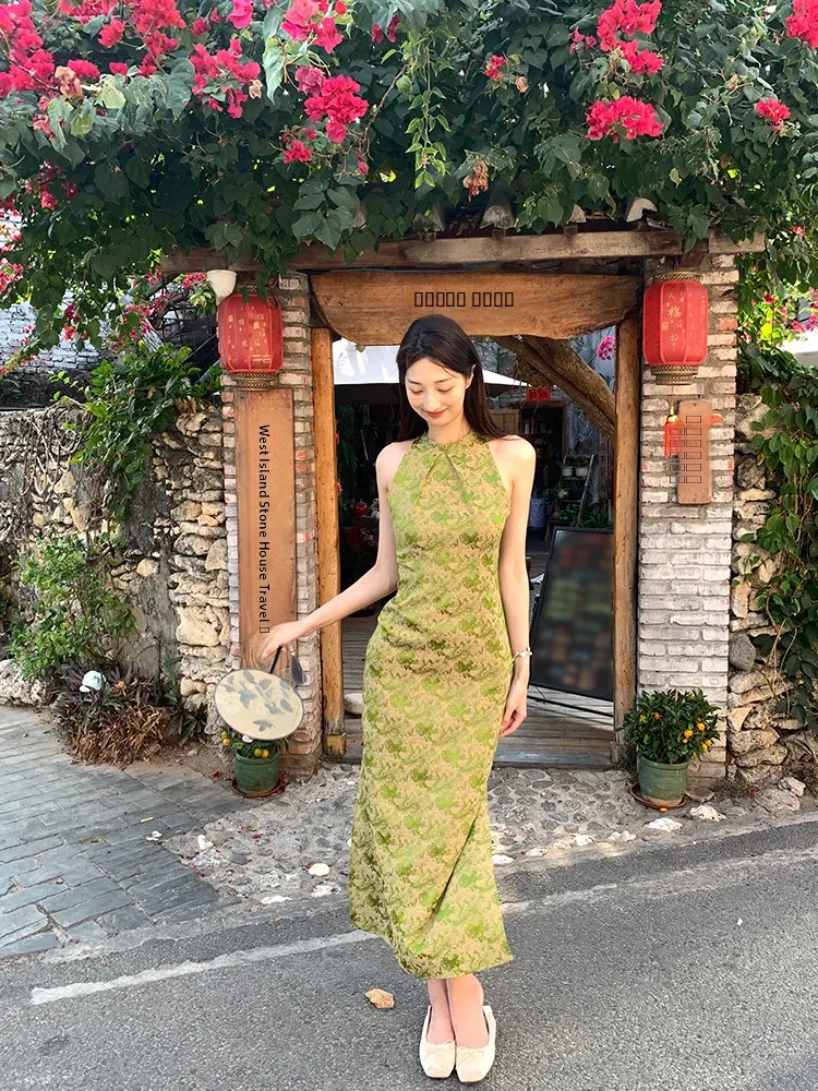 

Ele New Chinese Sle Cold Tone Dr Initial Bamboo Fren round Collar Midi Dr for Women