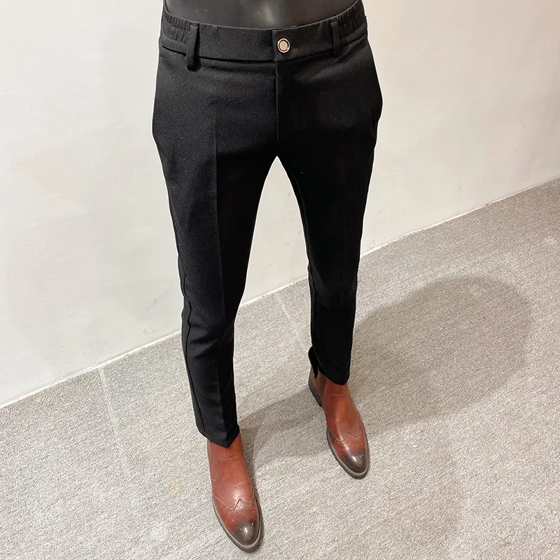 Men Elegant Suit Pants Slim Fit Formal Trousers Solid Business Casual Dress Pants Korean Fashion Streetwear Y2k Men Clothing
