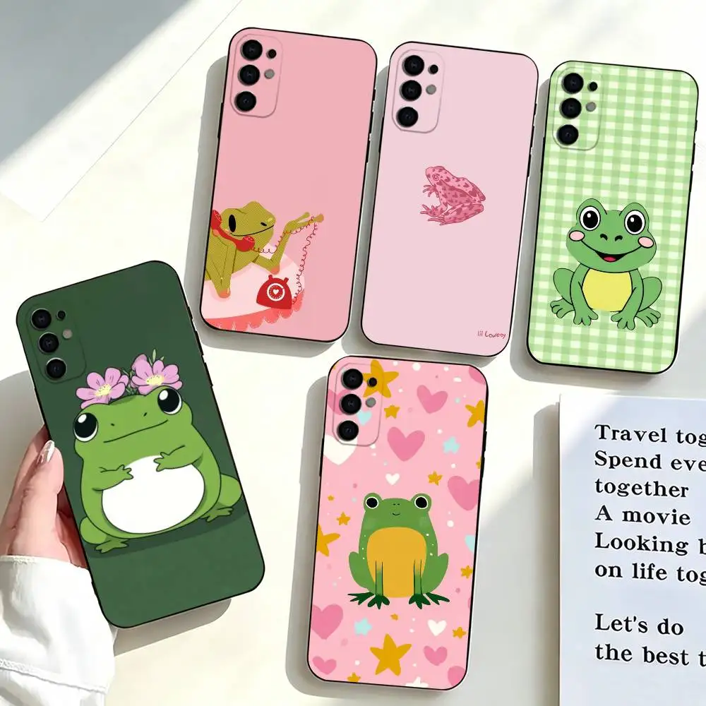 Fashionable-e Cute Frog Phone Case For Samsung S25,S24,S21,S22,S23,S30,Ultra,S20,Plus,Fe,Soft Silicone Black Cover