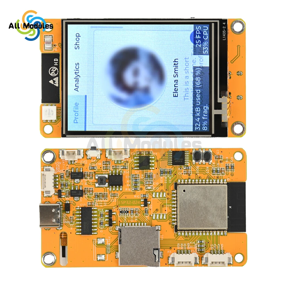 ESP32 2.4-inch 240 * 320 Capacitive Touch Display Type C WiFi BT Development Board Smart Display Screen