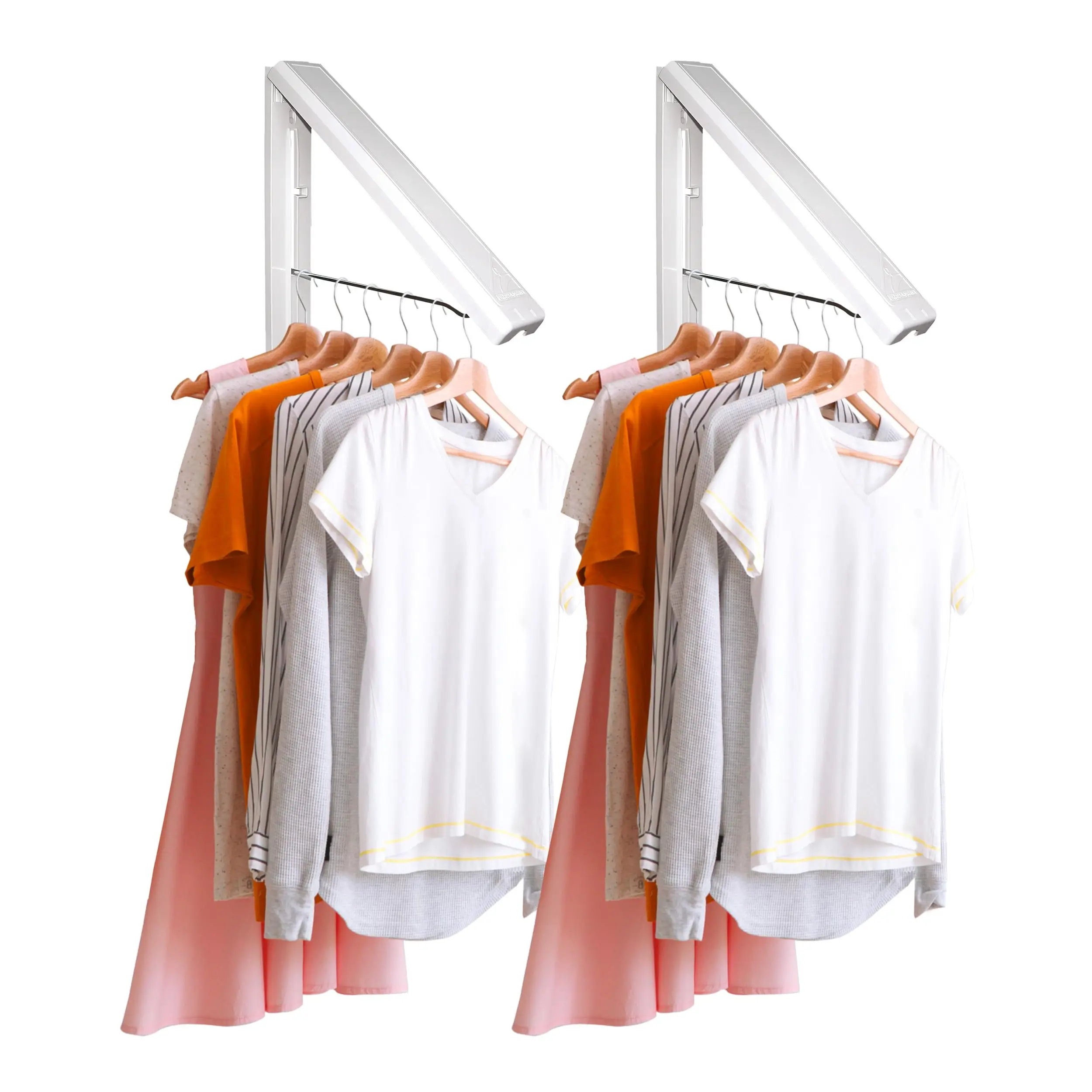 

Wall Mounted Collapsible Clothes Drying Rack For Small Spaces - Holds Up To 60 Lbs - Pack Of 2